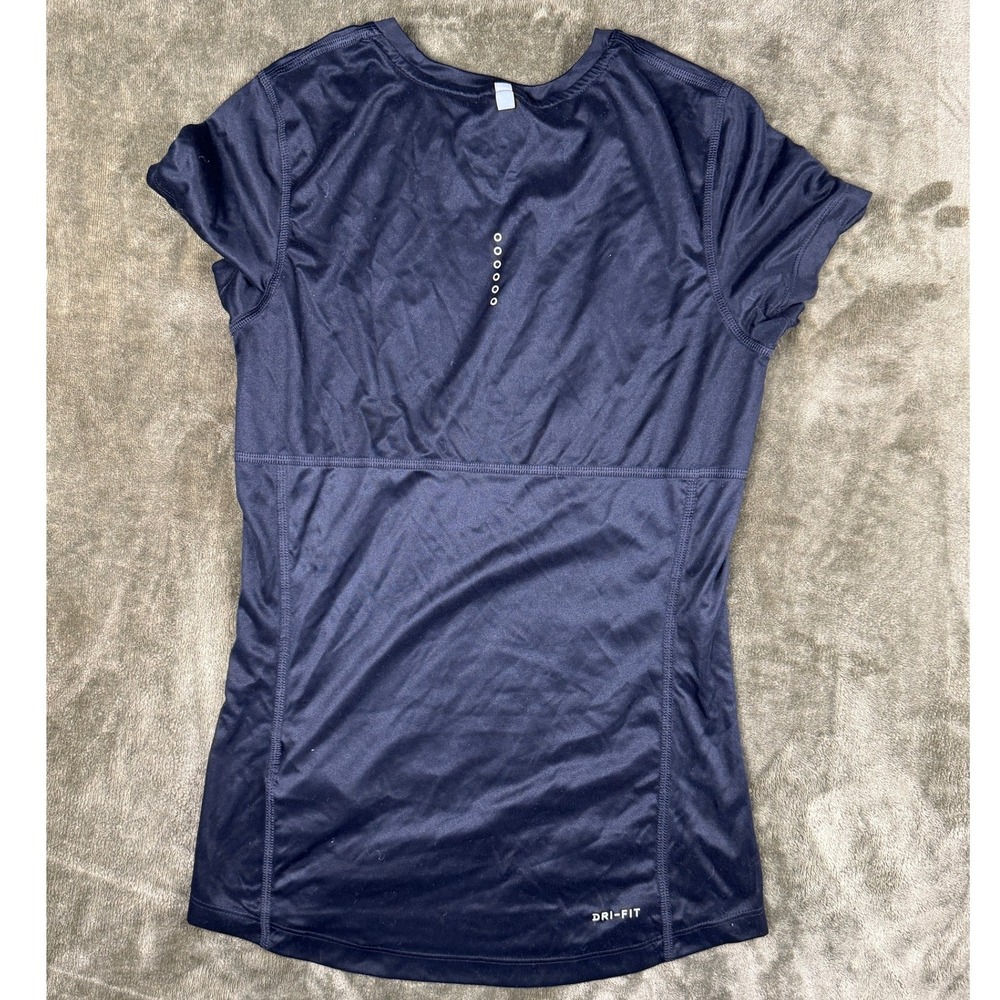 Nike Dri-FIT Running Shirt Womens XS Navy Blue Short Sleeve Athletic Top - Picture 4 of 10
